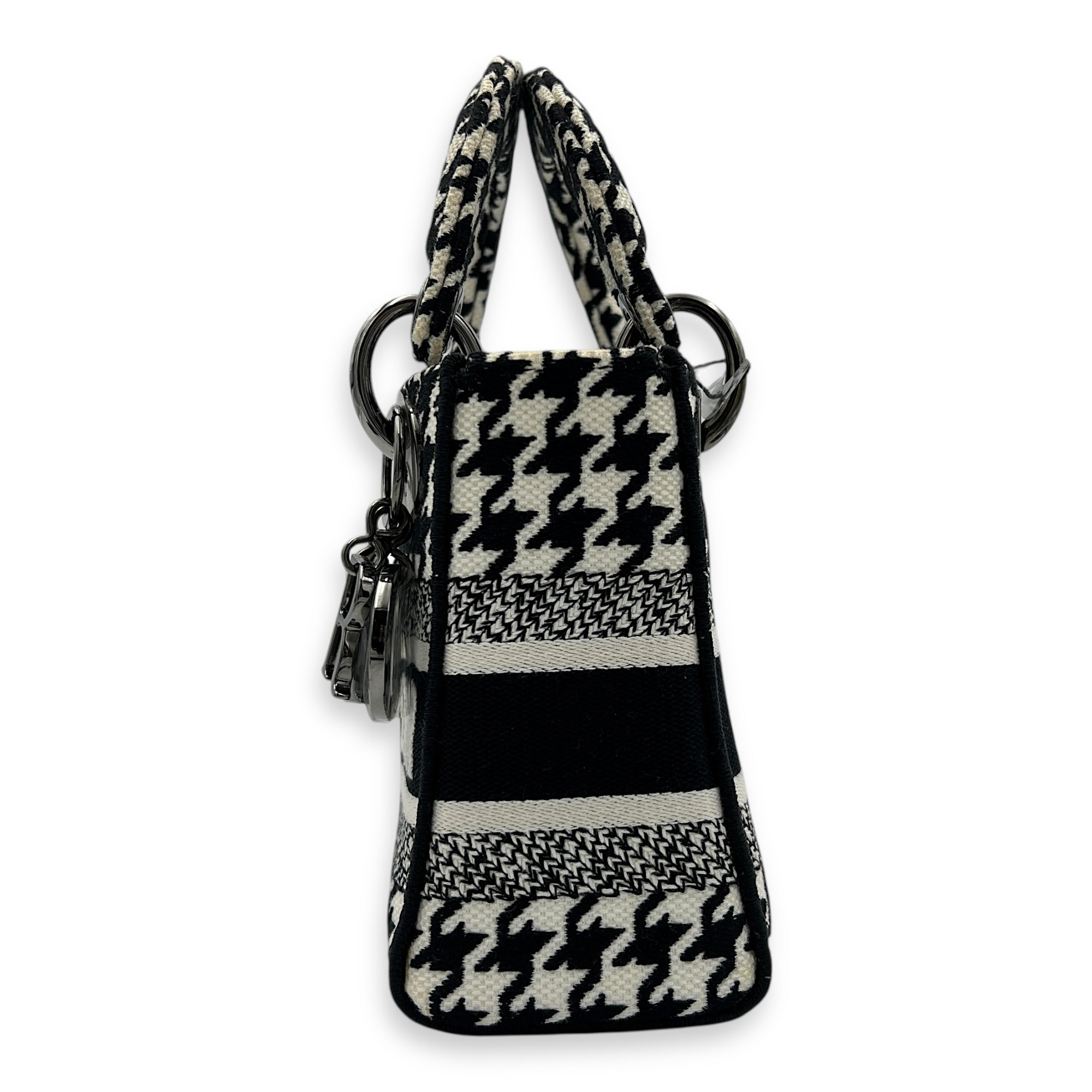 Lady D-Lite Top Handle Bag Multi-colour in Canvas, Silver hardware