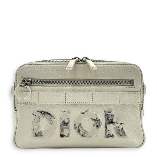 x Daniel Arsham Safari White Shoulder Bag in Calfskin, Silver hardware