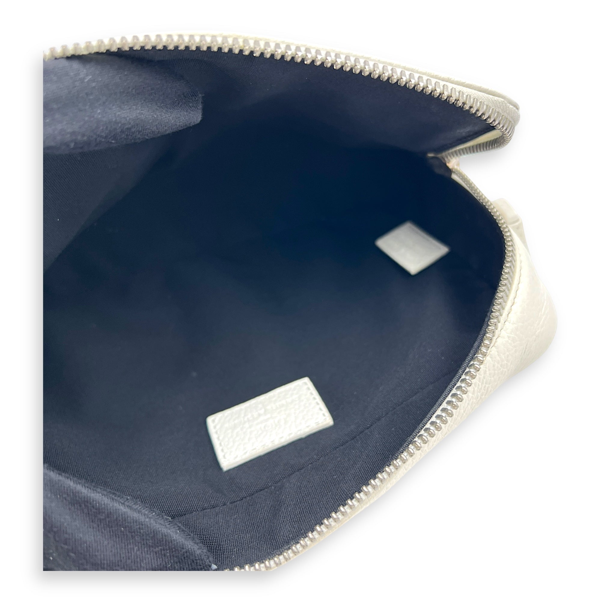 x Daniel Arsham Safari White Shoulder Bag in Calfskin, Silver hardware