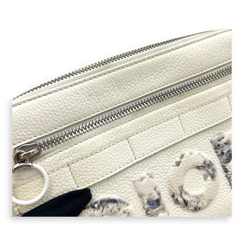 x Daniel Arsham Safari White Shoulder Bag in Calfskin, Silver hardware