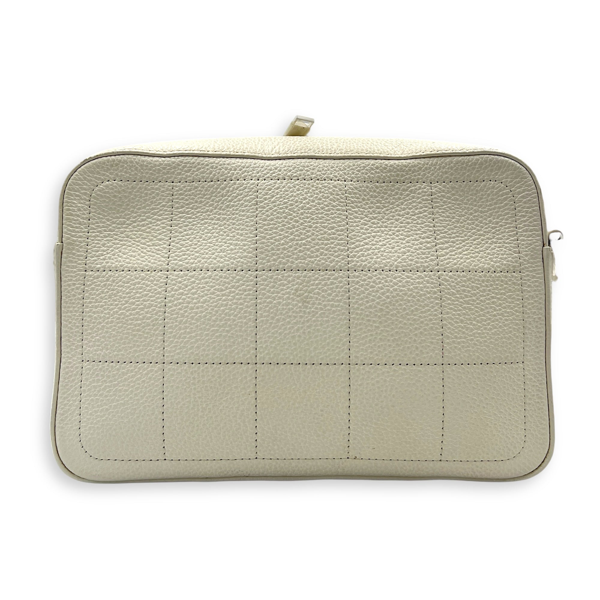 x Daniel Arsham Safari White Shoulder Bag in Calfskin, Silver hardware