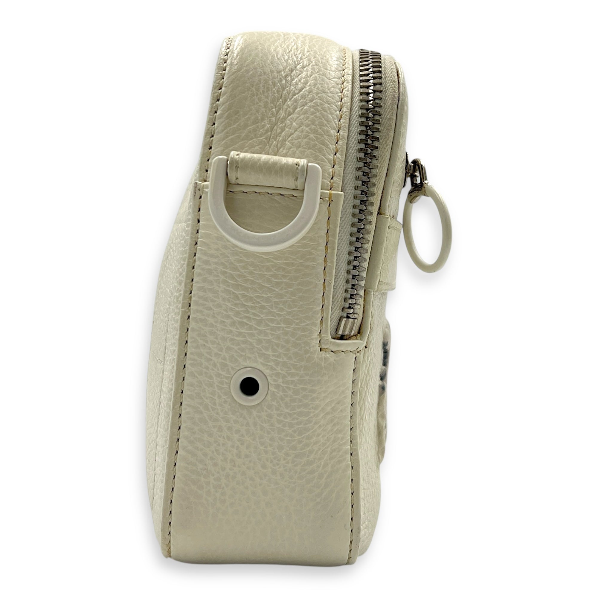 x Daniel Arsham Safari White Shoulder Bag in Calfskin, Silver hardware