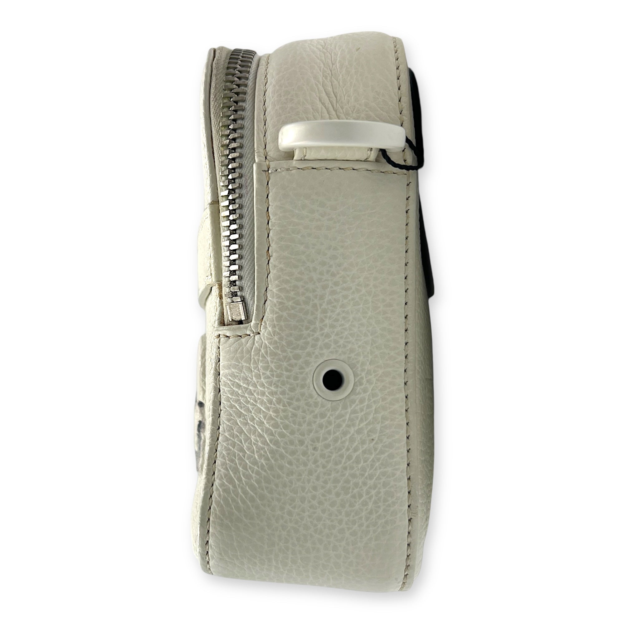 x Daniel Arsham Safari White Shoulder Bag in Calfskin, Silver hardware