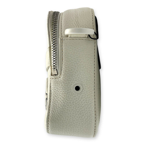 x Daniel Arsham Safari White Shoulder Bag in Calfskin, Silver hardware