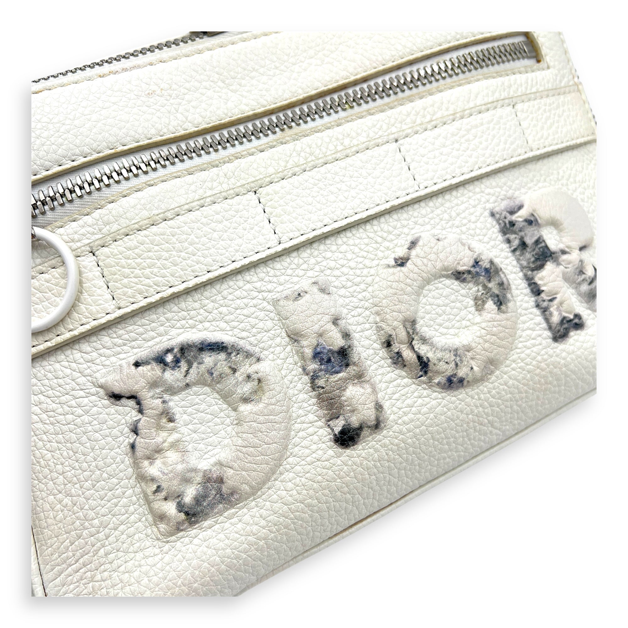 x Daniel Arsham Safari White Shoulder Bag in Calfskin, Silver hardware
