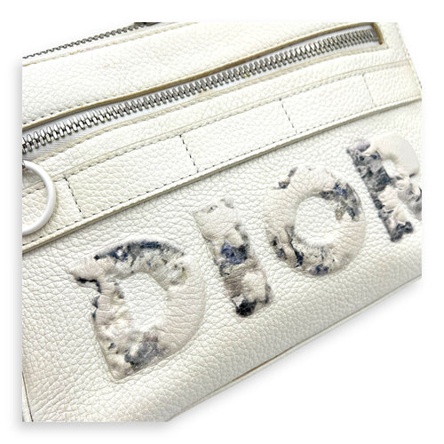 x Daniel Arsham Safari White Shoulder Bag in Calfskin, Silver hardware
