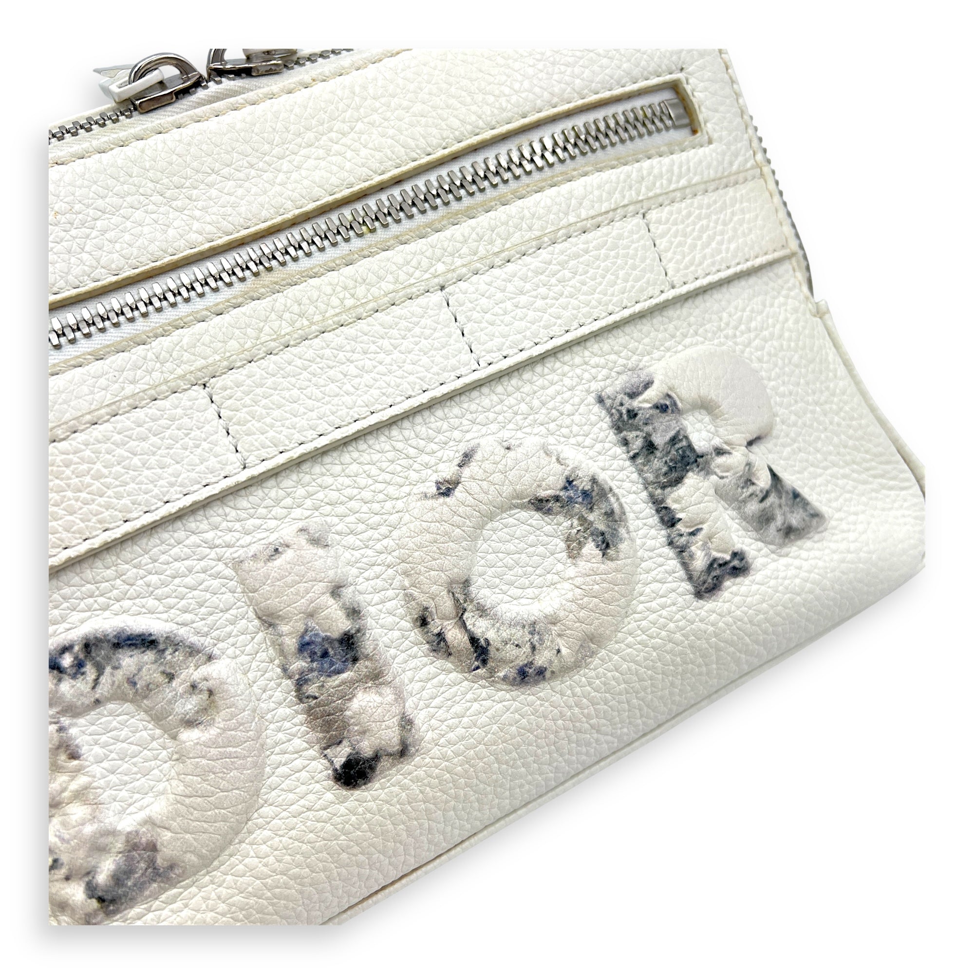 x Daniel Arsham Safari White Shoulder Bag in Calfskin, Silver hardware