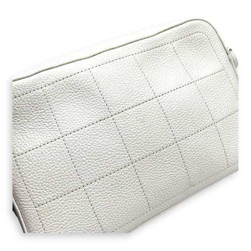 x Daniel Arsham Safari White Shoulder Bag in Calfskin, Silver hardware