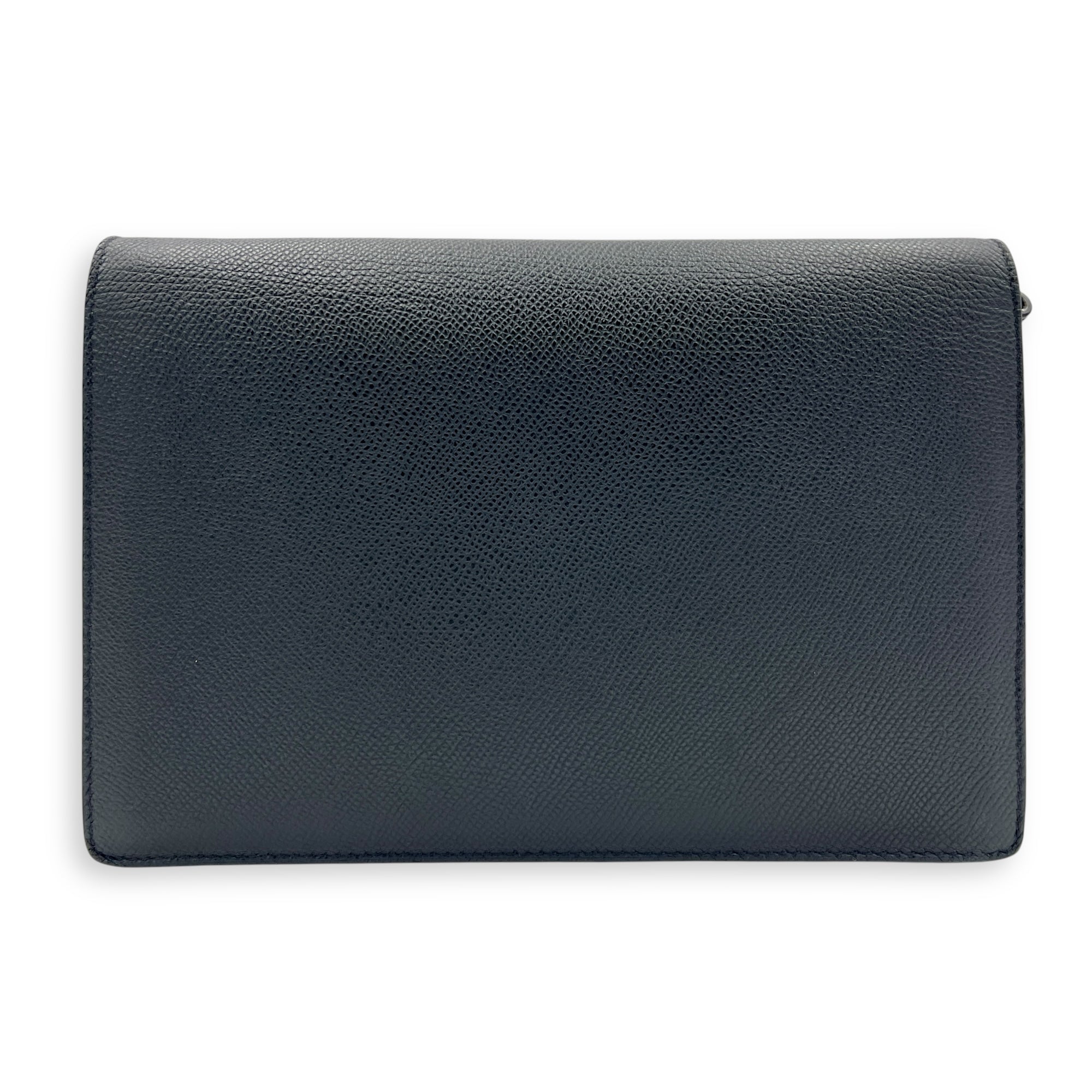 Saddle Wallet On Strap Black in Calfskin, Gold hardware