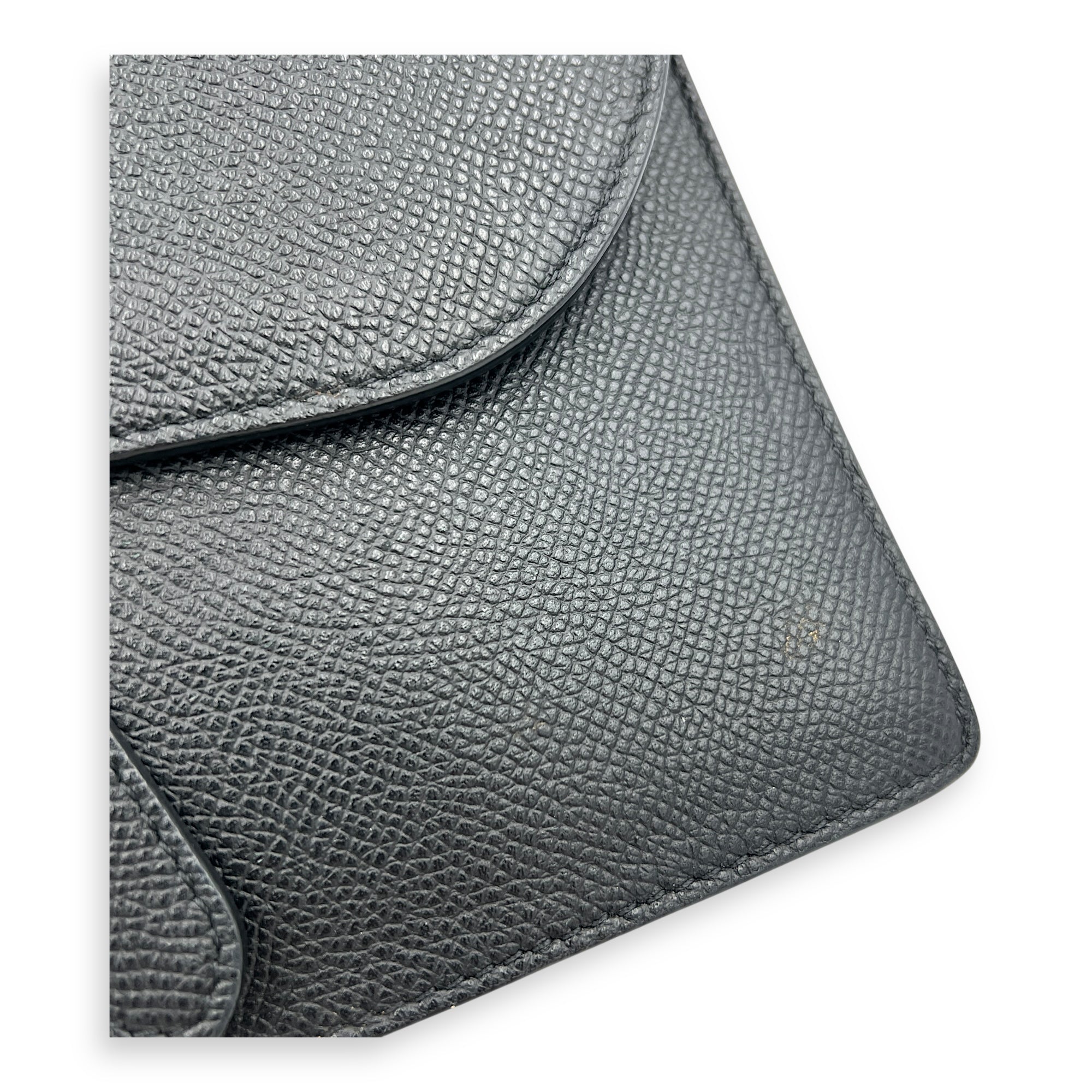 Saddle Wallet On Strap Black in Calfskin, Gold hardware
