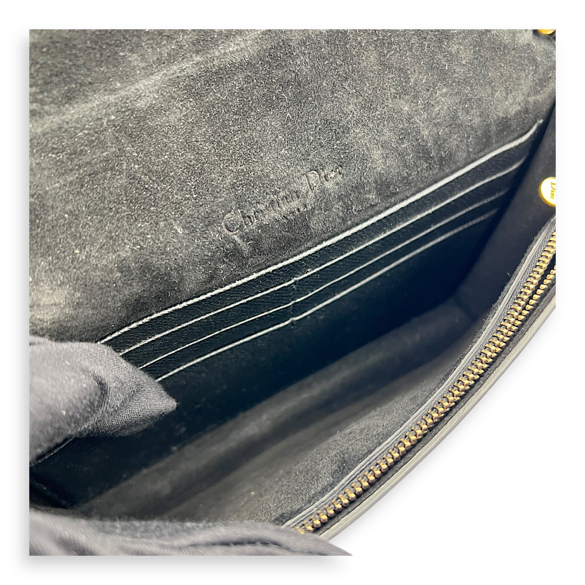 Saddle Wallet On Strap Black in Calfskin, Gold hardware