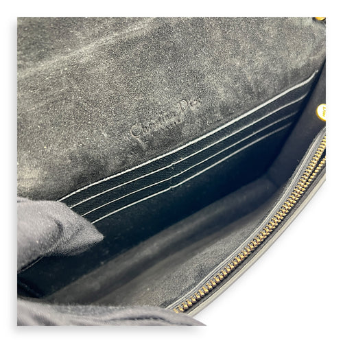 Saddle Wallet On Strap Black in Calfskin, Gold hardware