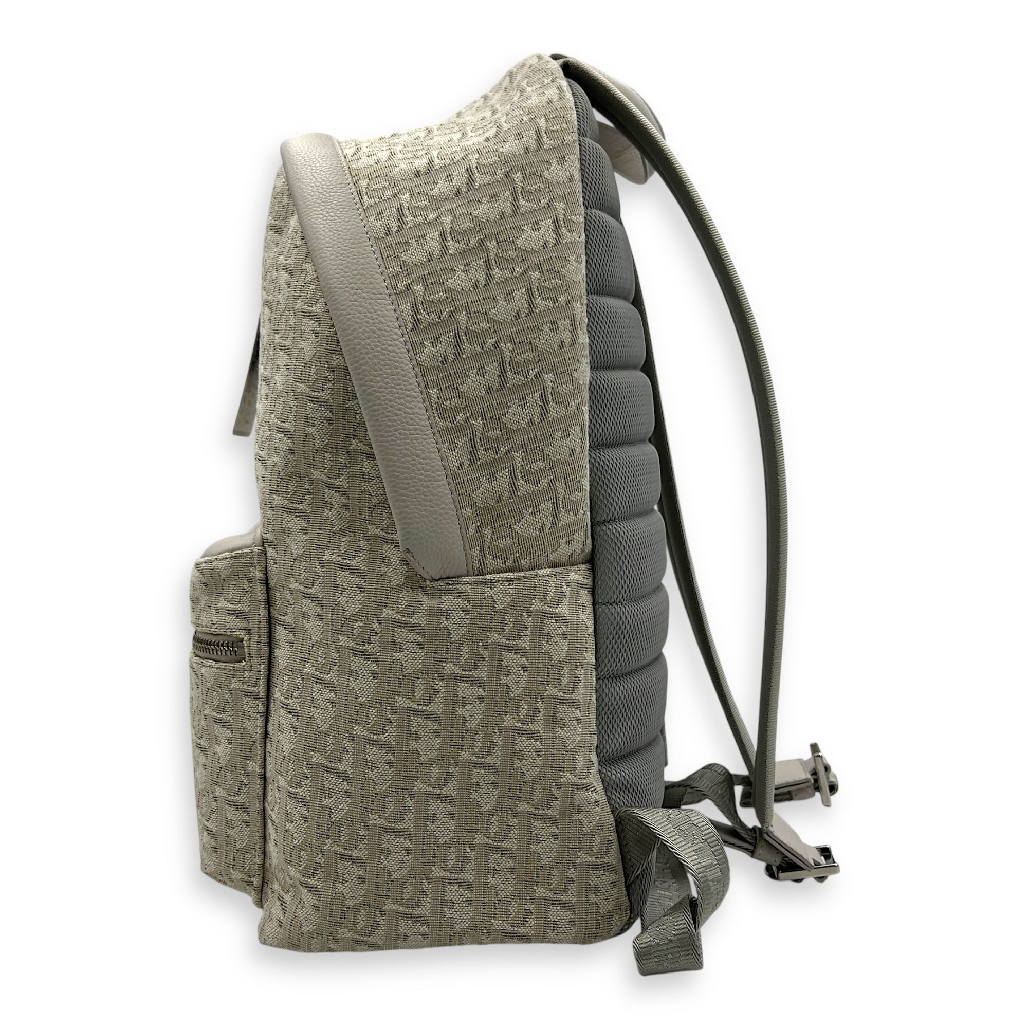 Oblique Backpack White in Canvas, Silver hardware