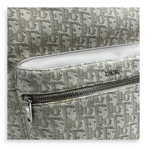 Oblique Backpack White in Canvas, Silver hardware