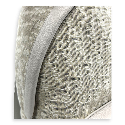 Oblique Backpack White in Canvas, Silver hardware