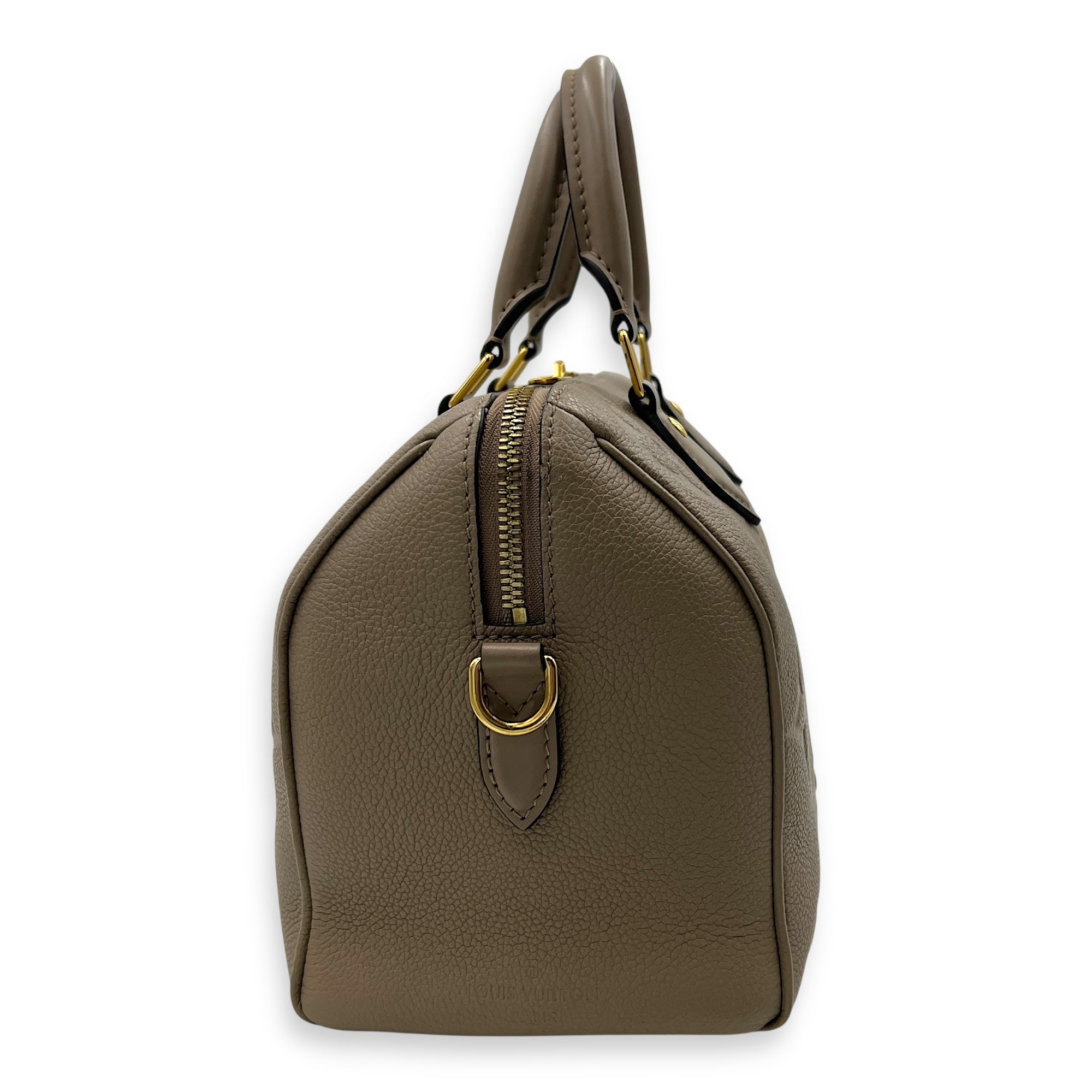 Speedy Bandouliere Top Handle Bag 25 Beige in Empreinte Leather, Gold hardware