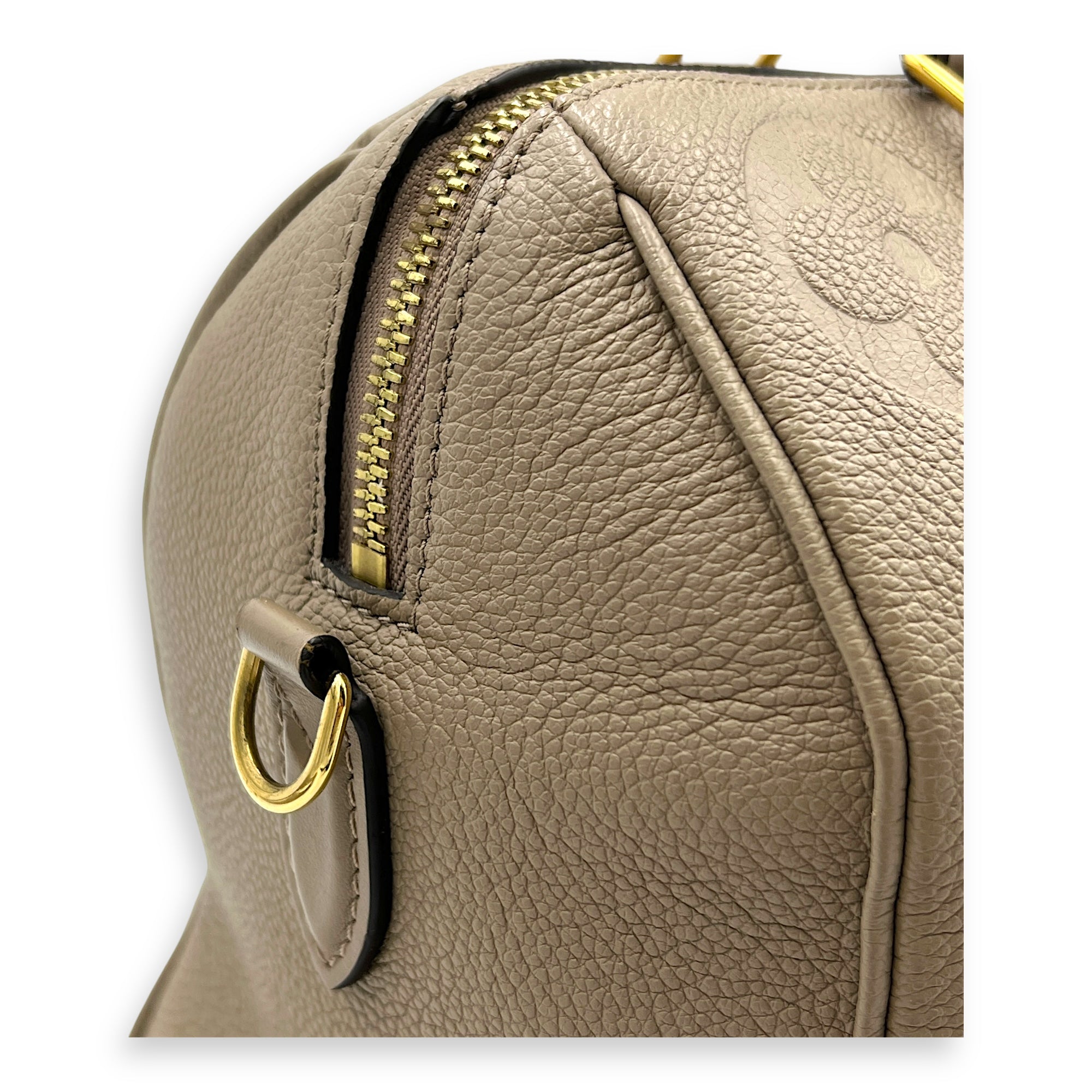 Speedy Bandouliere Top Handle Bag 25 Beige in Empreinte Leather, Gold hardware