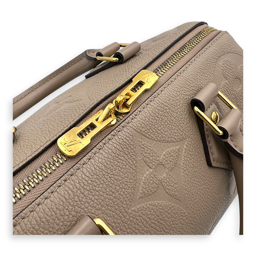 Speedy Bandouliere Top Handle Bag 25 Beige in Empreinte Leather, Gold hardware