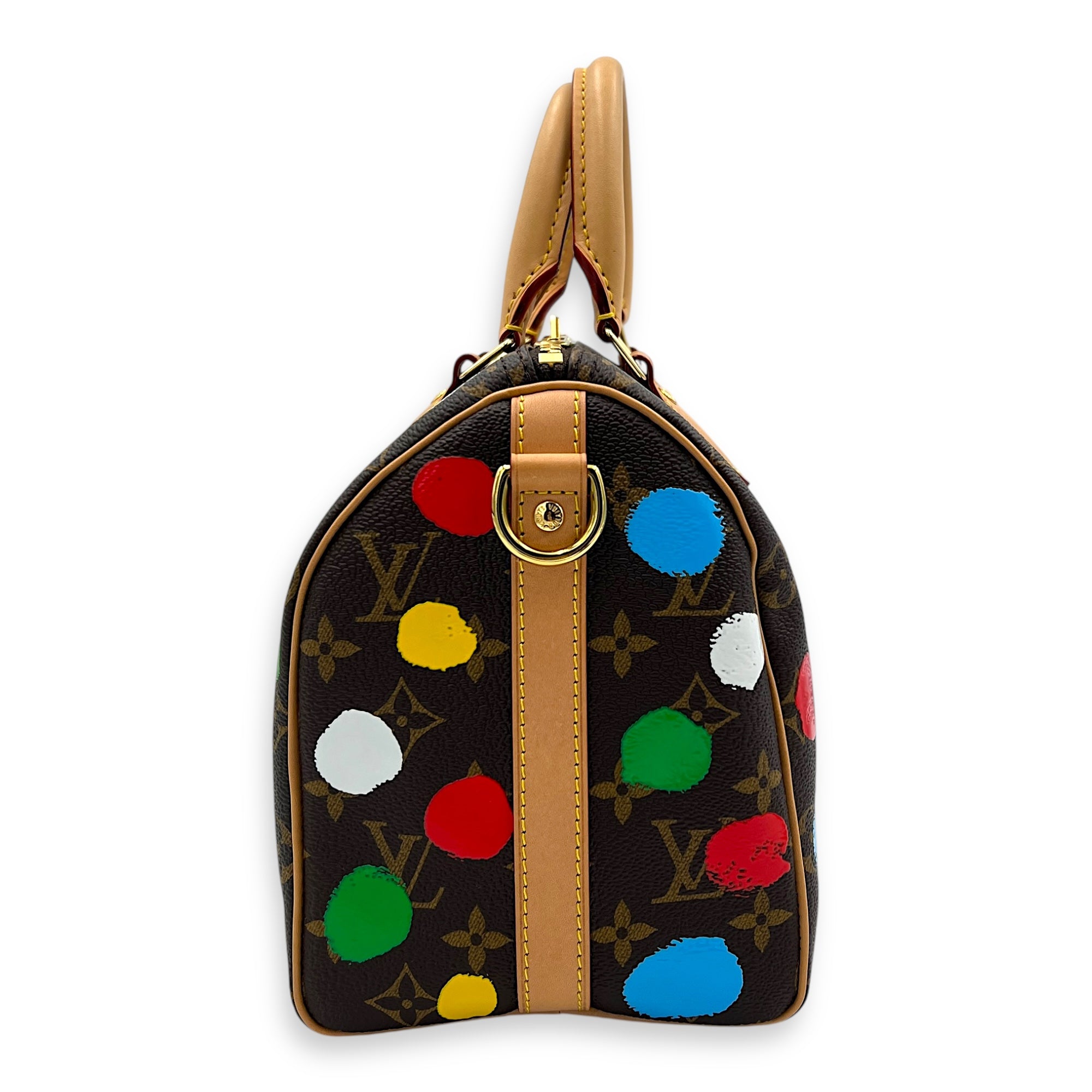 Speedy Bandouliere 25 Brown Top Handle Bag in Monogram Coated Canvas, Gold hardware