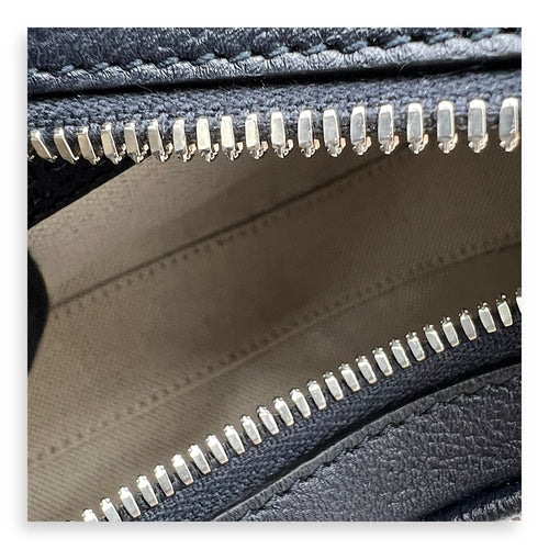 Attache Small Grey Shoulder Bag in Coated Canvas, Silver hardware