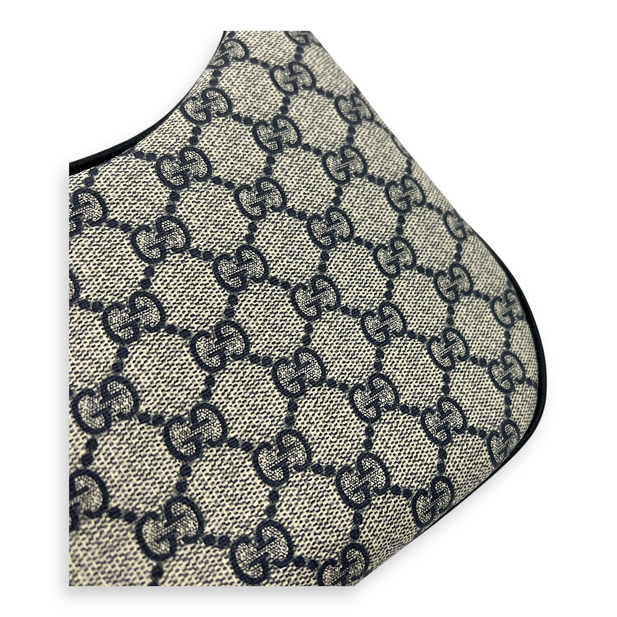Attache Small Grey Shoulder Bag in Coated Canvas, Silver hardware