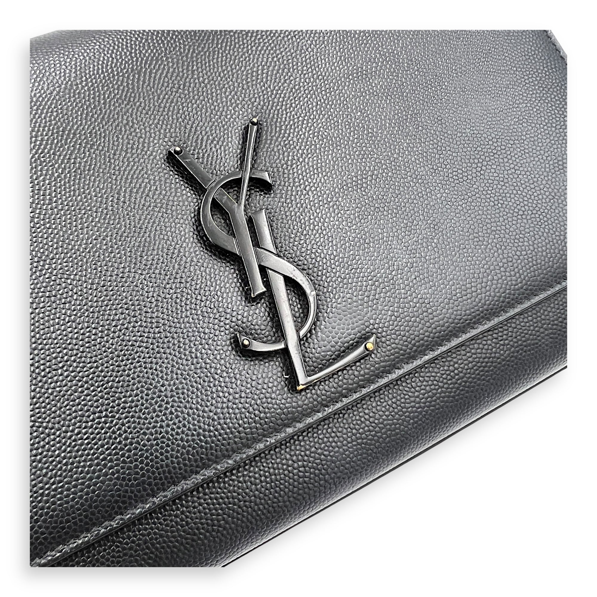 Kate Shoulder Bag Black in Caviar Leather, Brushed Gold hardware