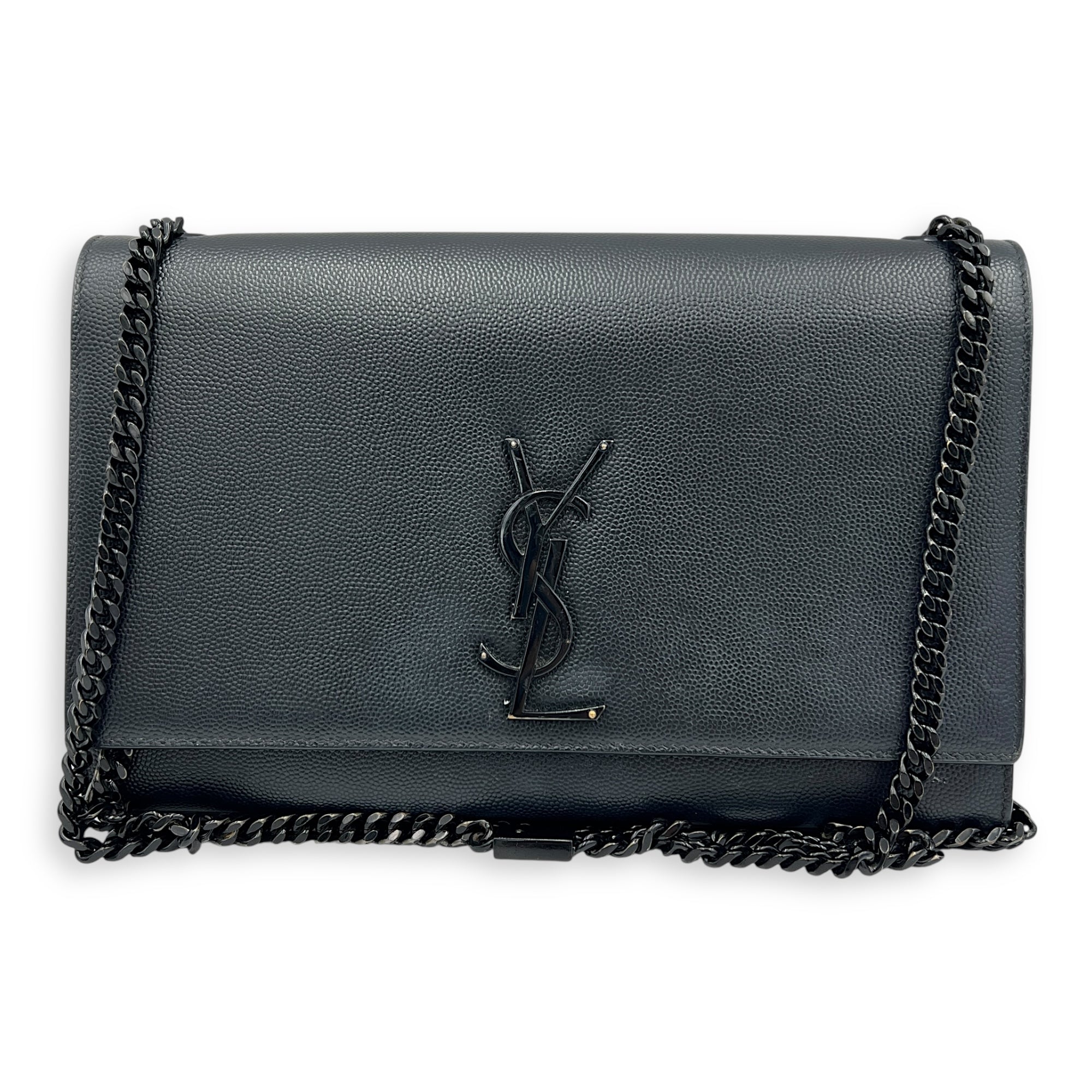 Kate Shoulder Bag Black in Caviar Leather, Brushed Gold hardware