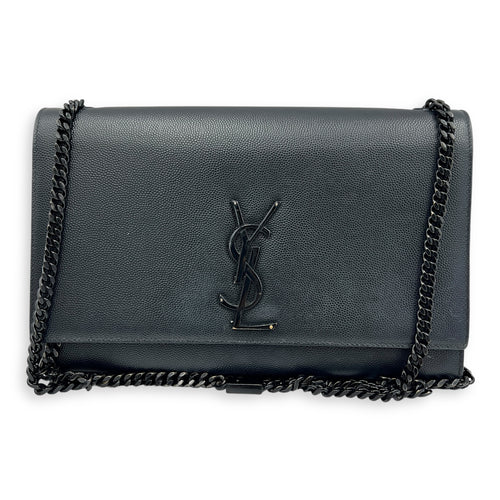 Kate Shoulder Bag Black in Caviar Leather, Brushed Gold hardware