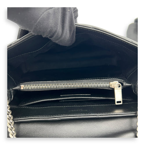Loulou Shoulder Bag Small Black in Calfskin, Silver hardware