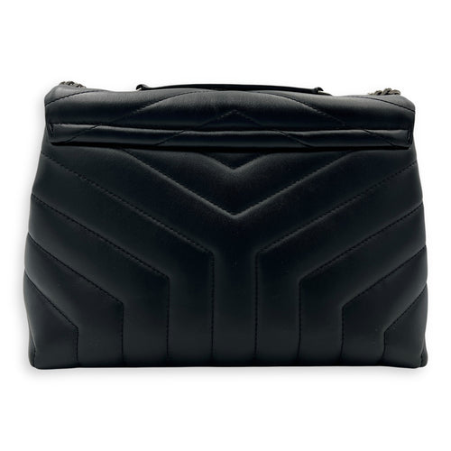 Loulou Shoulder Bag Small Black in Calfskin, Silver hardware