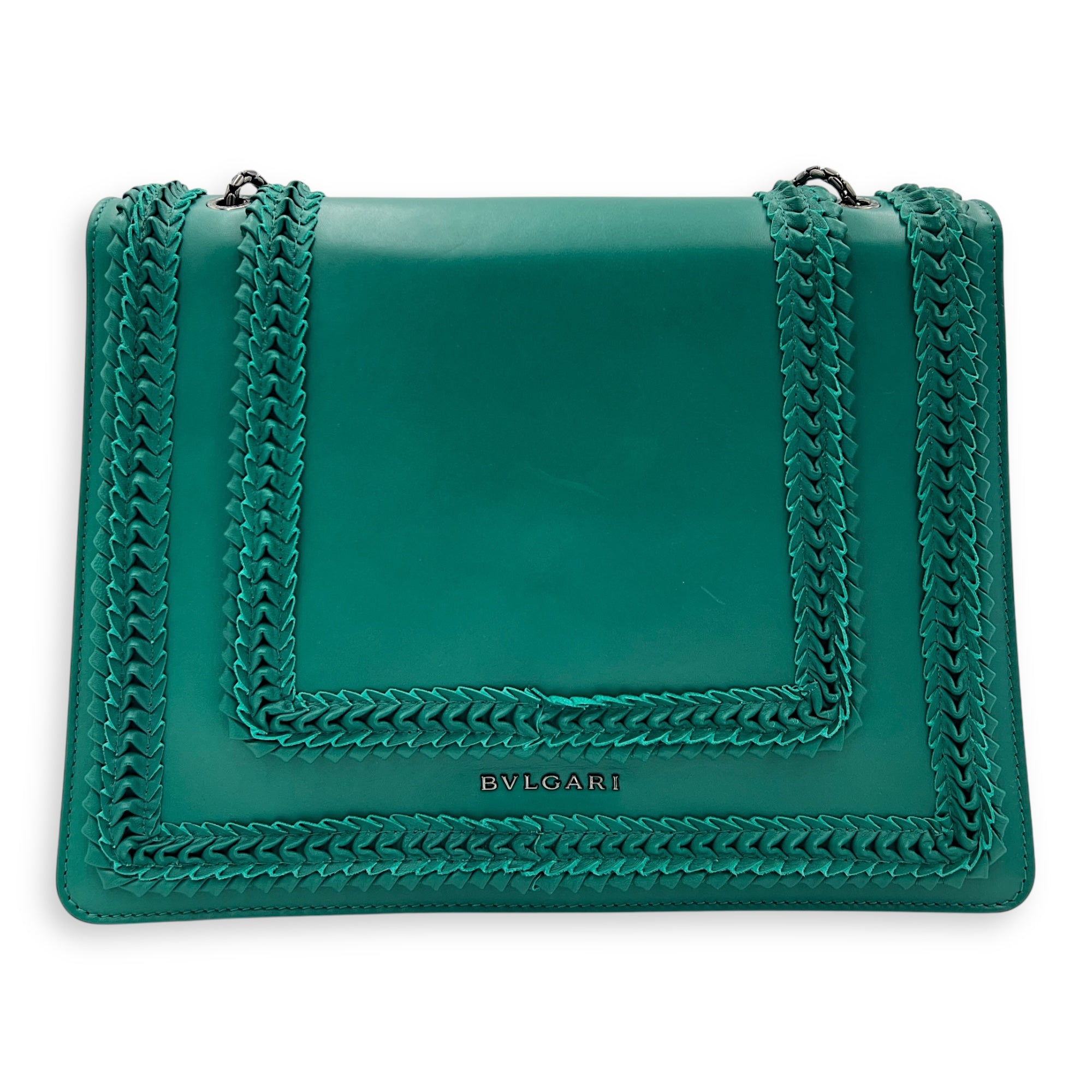 Serpenti Forever Shoulder Bag Green in Calfskin, Gold hardware
