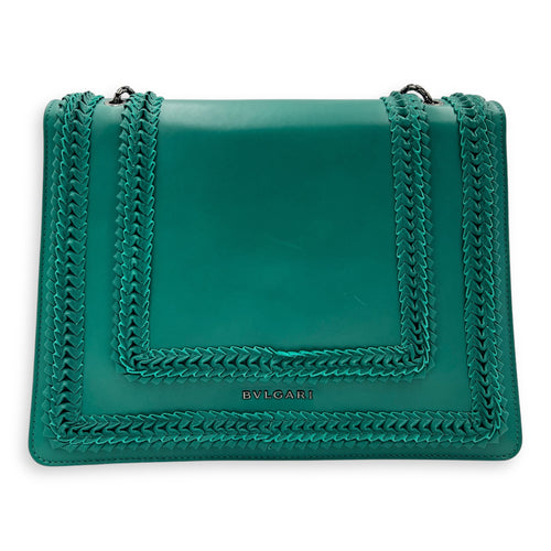 Serpenti Forever Shoulder Bag Green in Calfskin, Gold hardware
