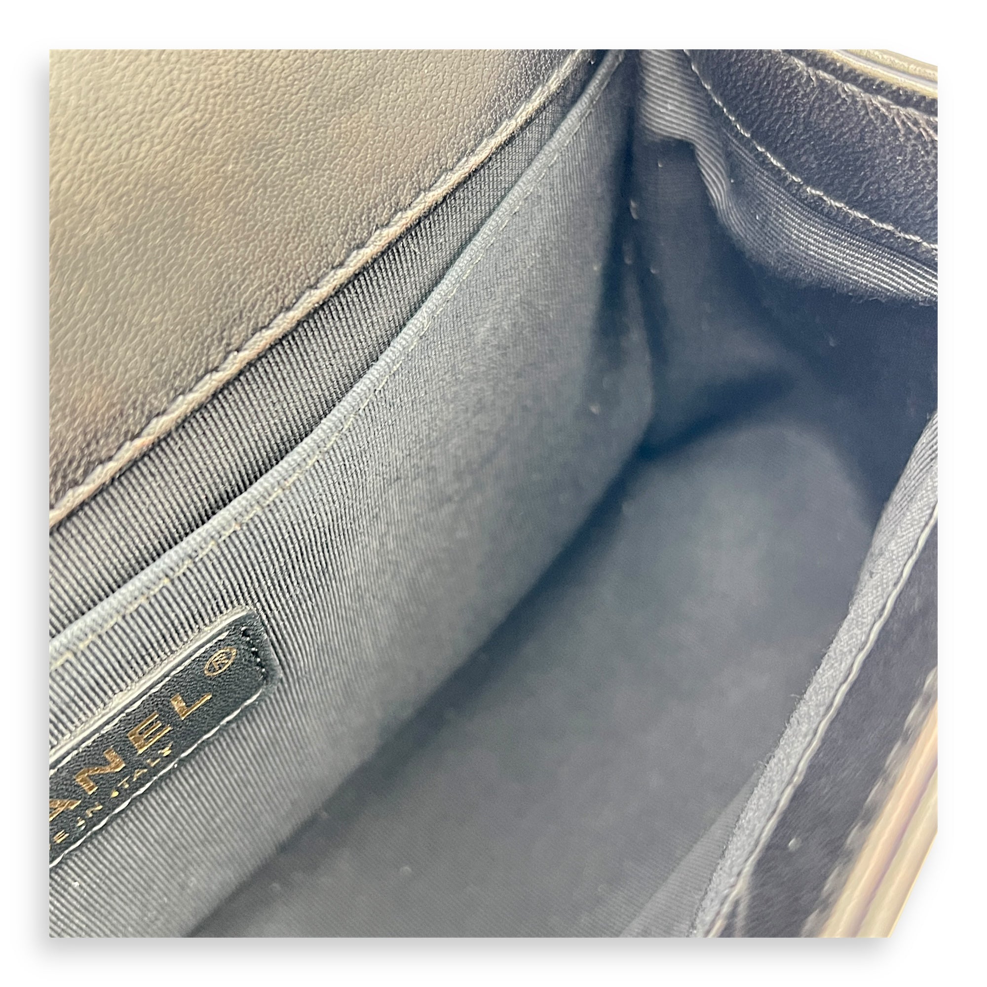 Boy Crossbody Bag Medium Black in Canvas/Lambskin, Brushed Gold hardware
