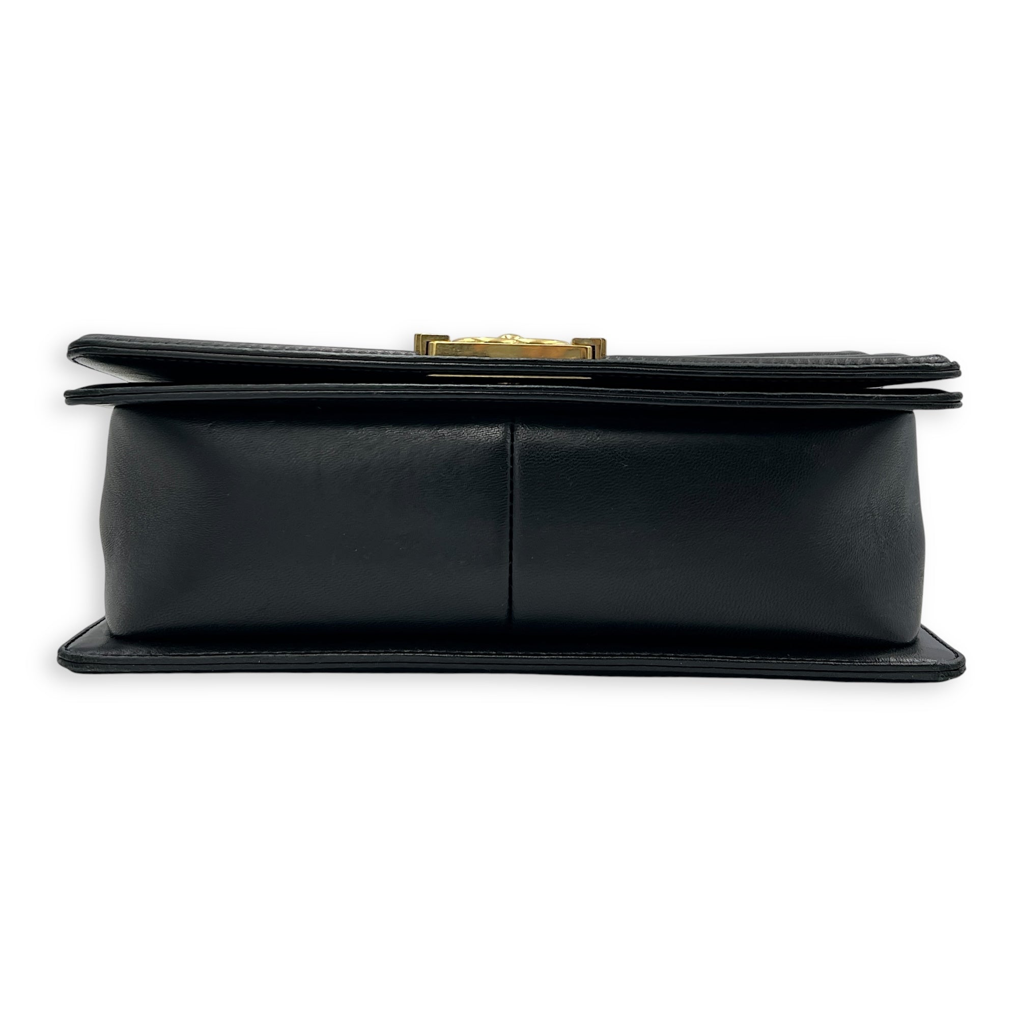 Boy Crossbody Bag Medium Black in Canvas/Lambskin, Brushed Gold hardware