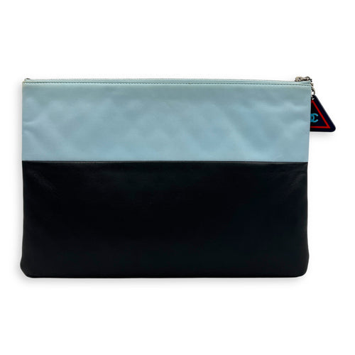 Airline CC Blue Pouch in Calfskin, Silver hardware