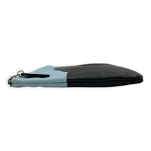 Airline CC Blue Pouch in Calfskin, Silver hardware
