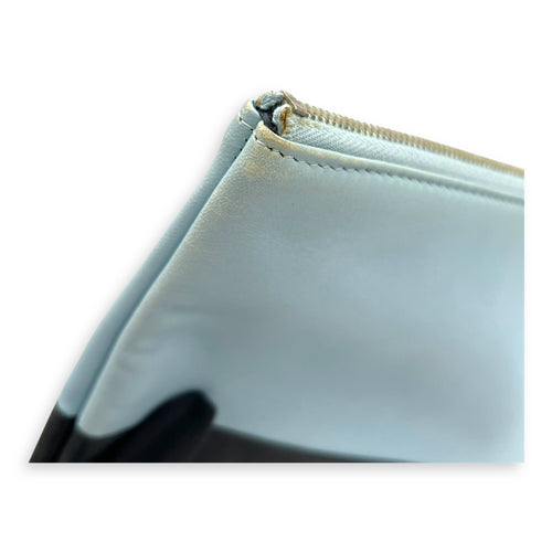 Airline CC Blue Pouch in Calfskin, Silver hardware