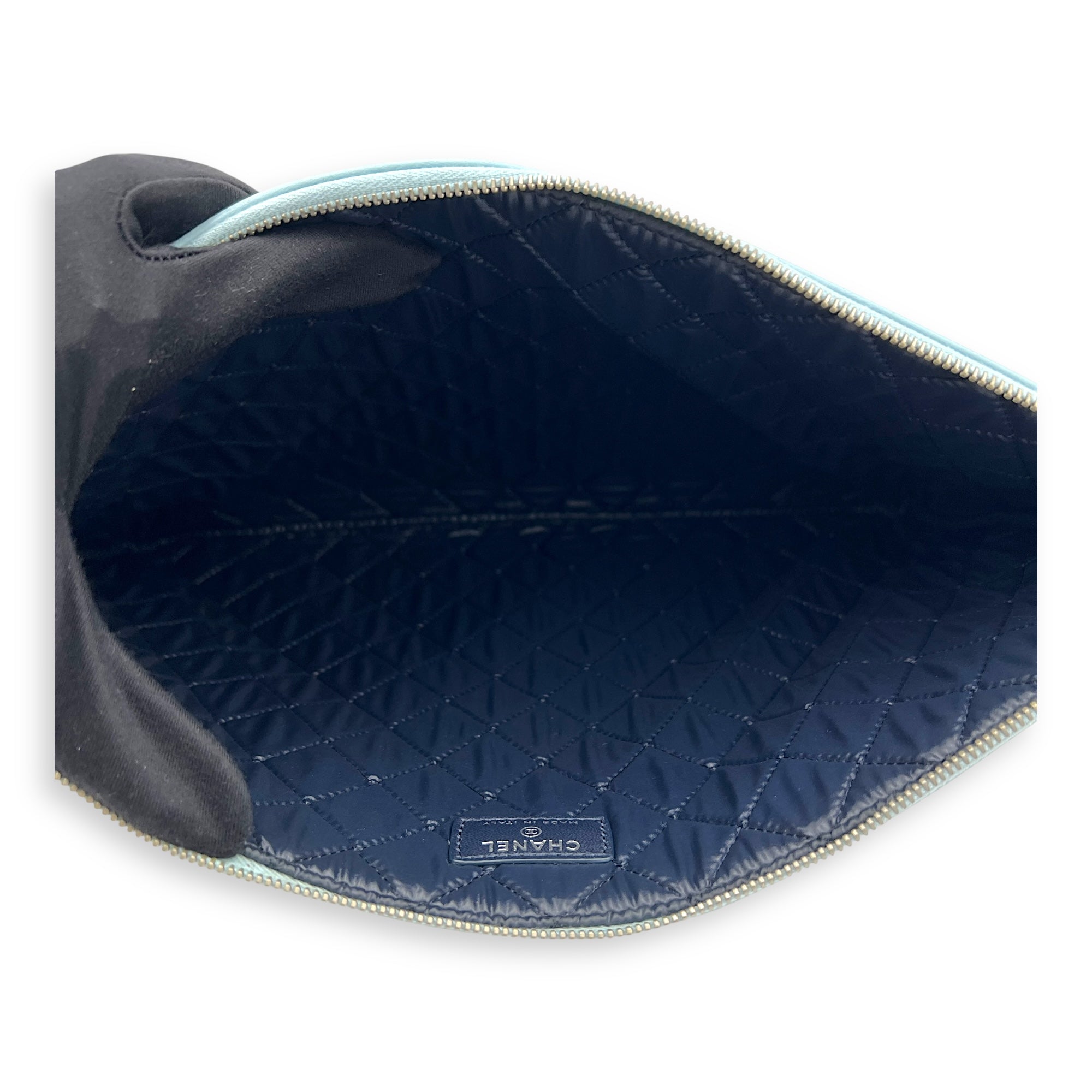 Airline CC Blue Pouch in Calfskin, Silver hardware