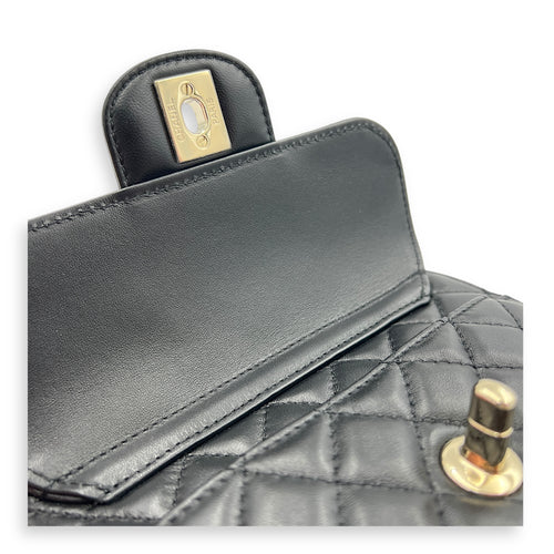 Heart Black Crossbody Bag in Lambskin, Gold hardware