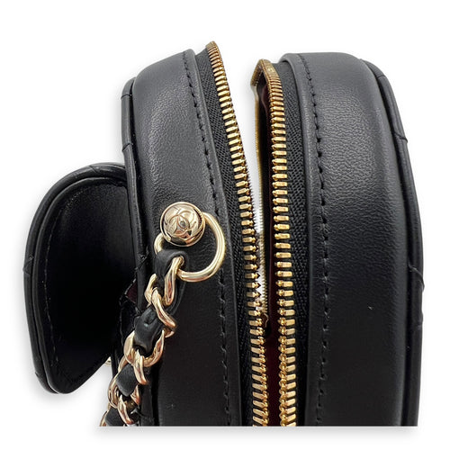Heart Black Crossbody Bag in Lambskin, Gold hardware