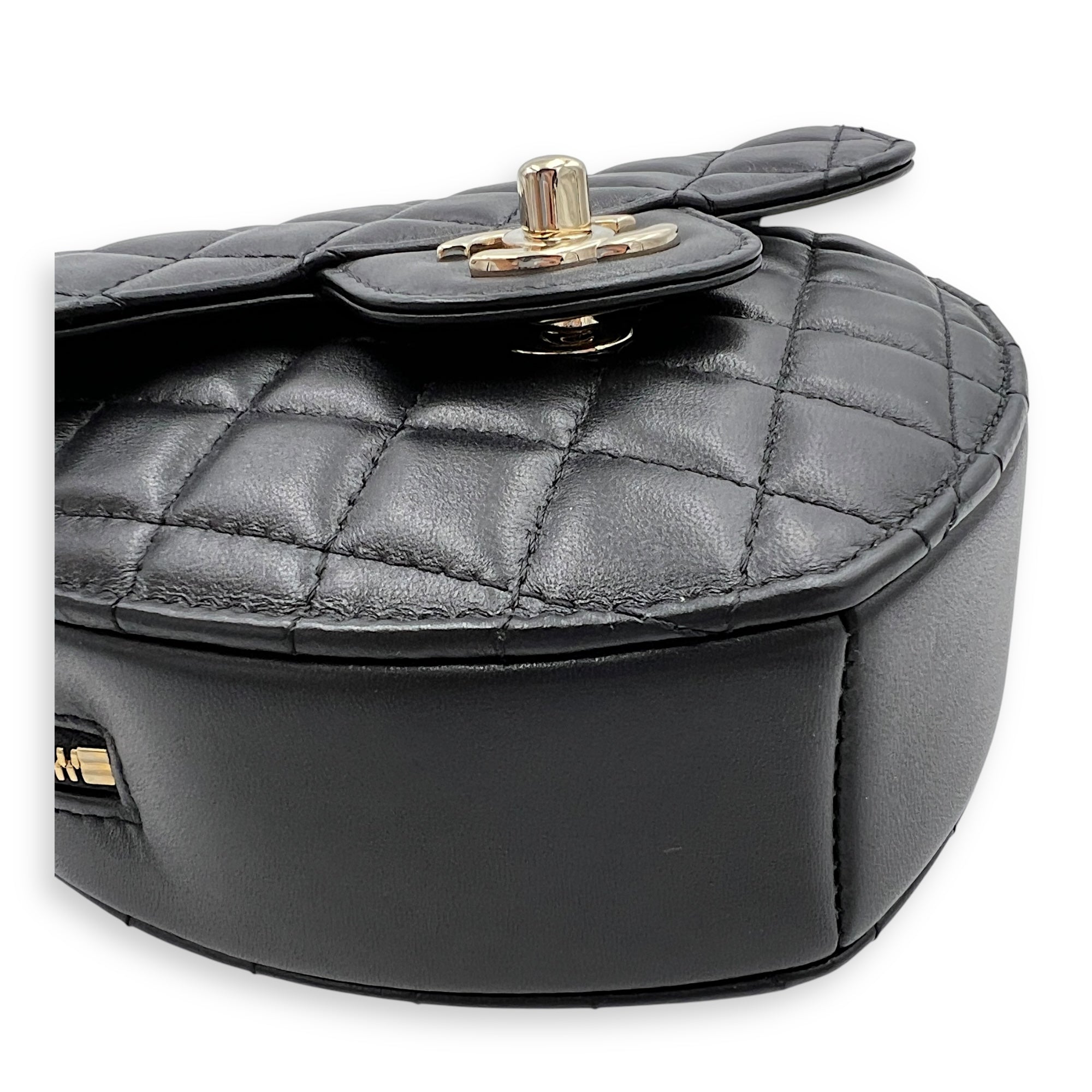 Heart Black Crossbody Bag in Lambskin, Gold hardware