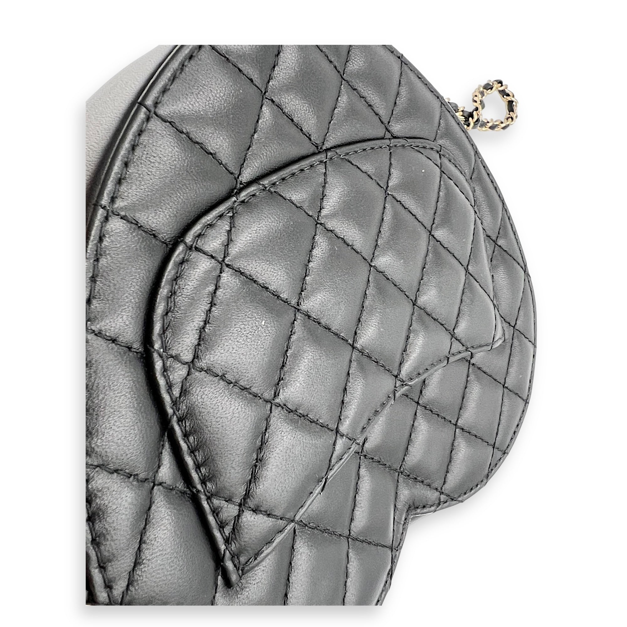 Heart Black Crossbody Bag in Lambskin, Gold hardware