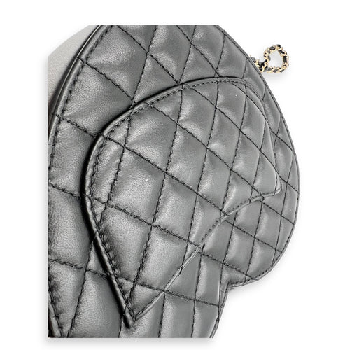 Heart Black Crossbody Bag in Lambskin, Gold hardware