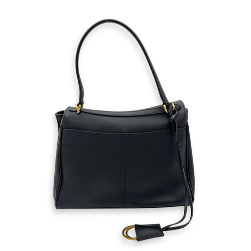 Rodeo Top Handle Bag Black in Calfskin, Gold hardware