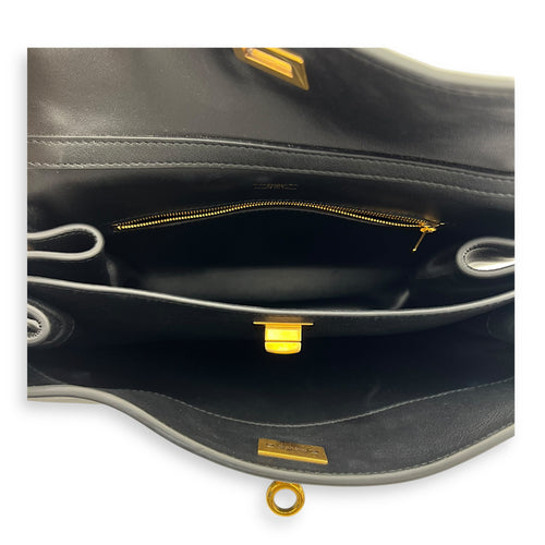 Rodeo Top Handle Bag Black in Calfskin, Gold hardware