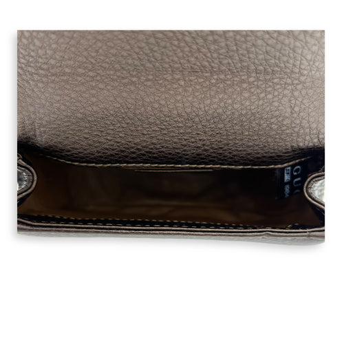 Bamboo Top Handle Bag Brown in Calfskin, Gold hardware