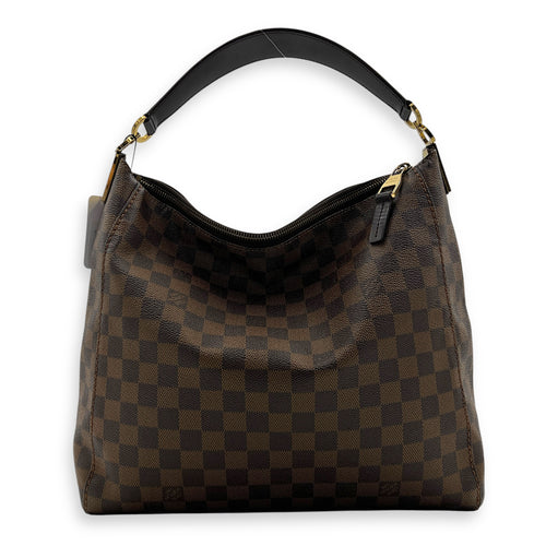 Portobello Shoulder Bag Brown in Coated Canvas, Gold hardware