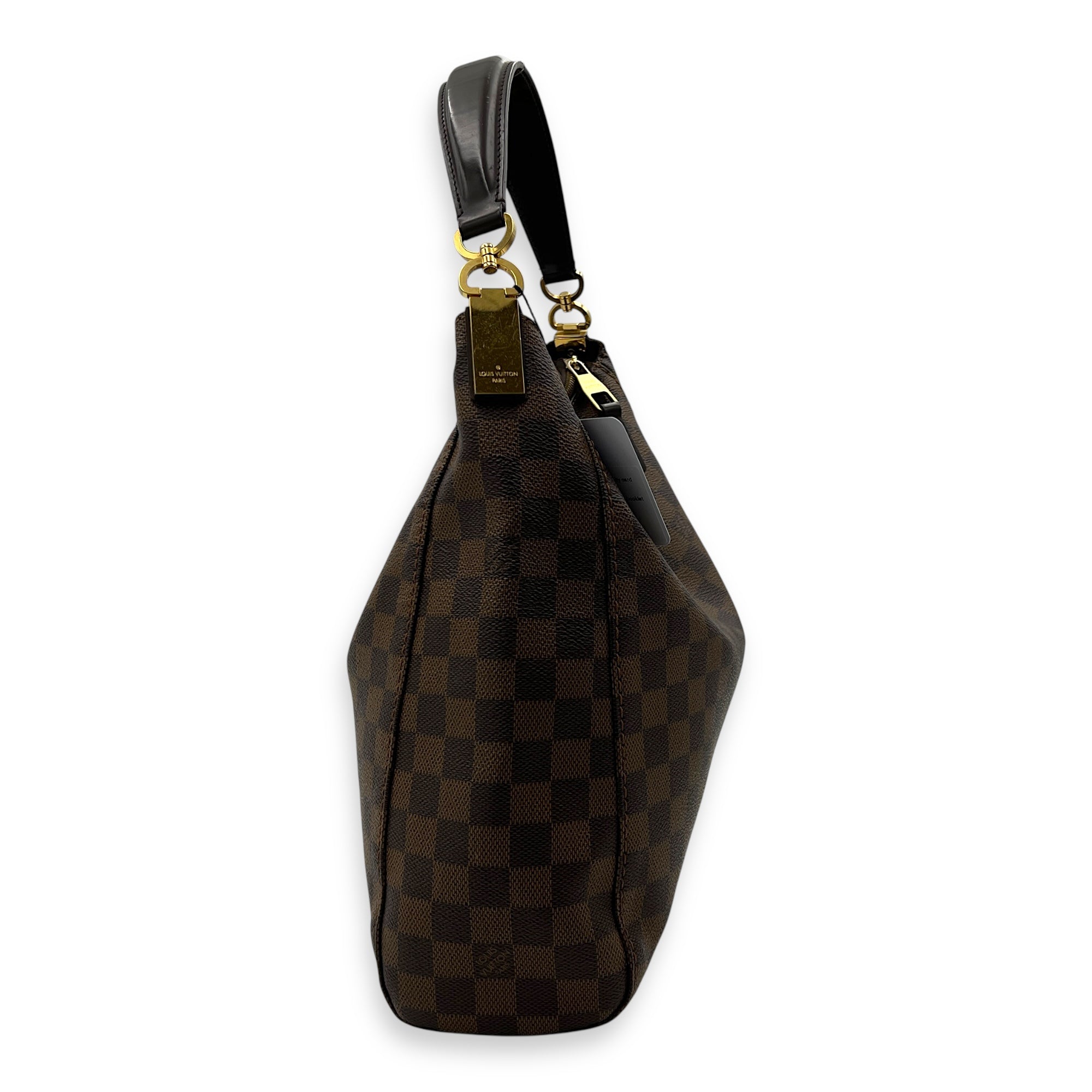 Portobello Shoulder Bag Brown in Coated Canvas, Gold hardware