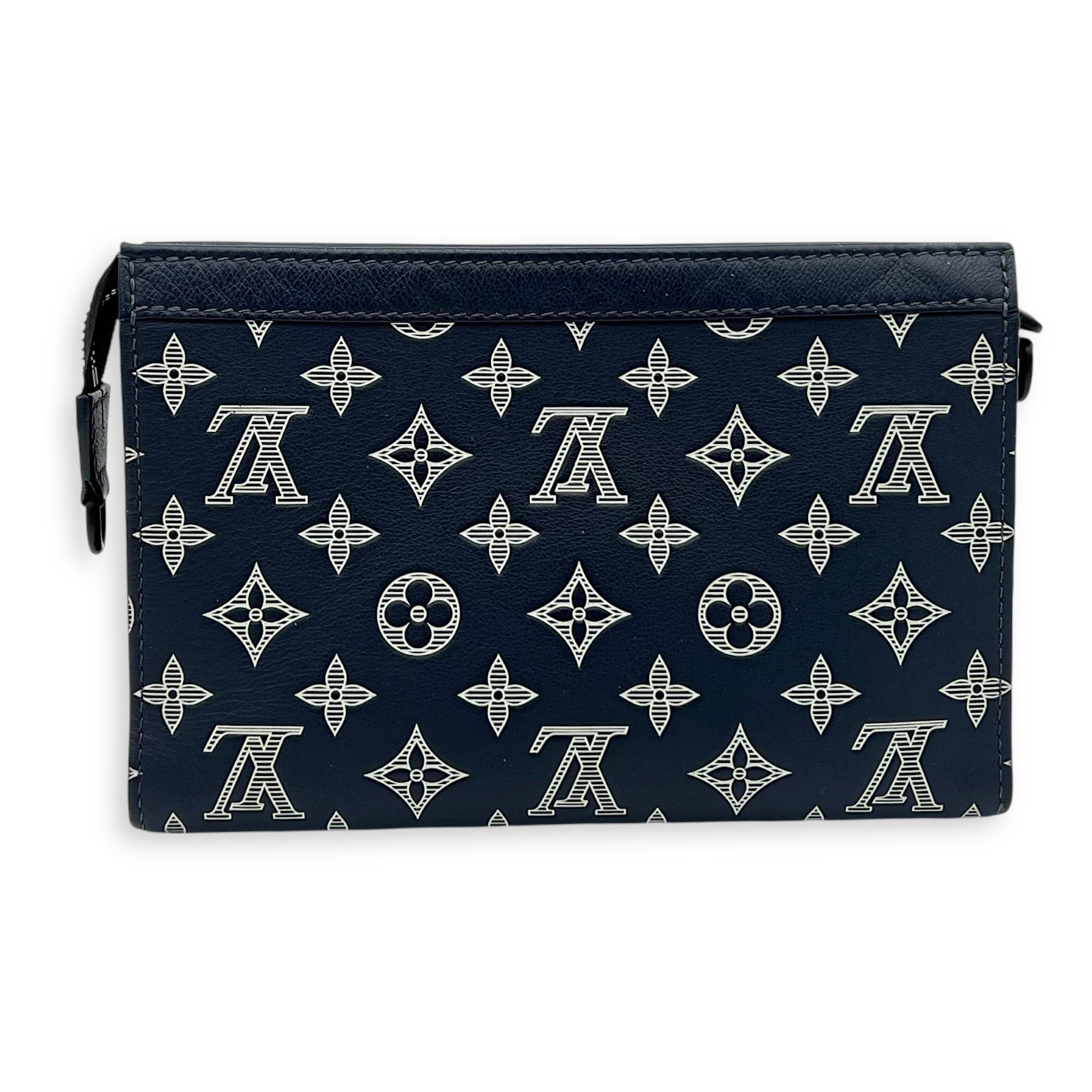 Gaston Wearable Wallet Crossbody Bag Blue in Calfskin, Silver hardware