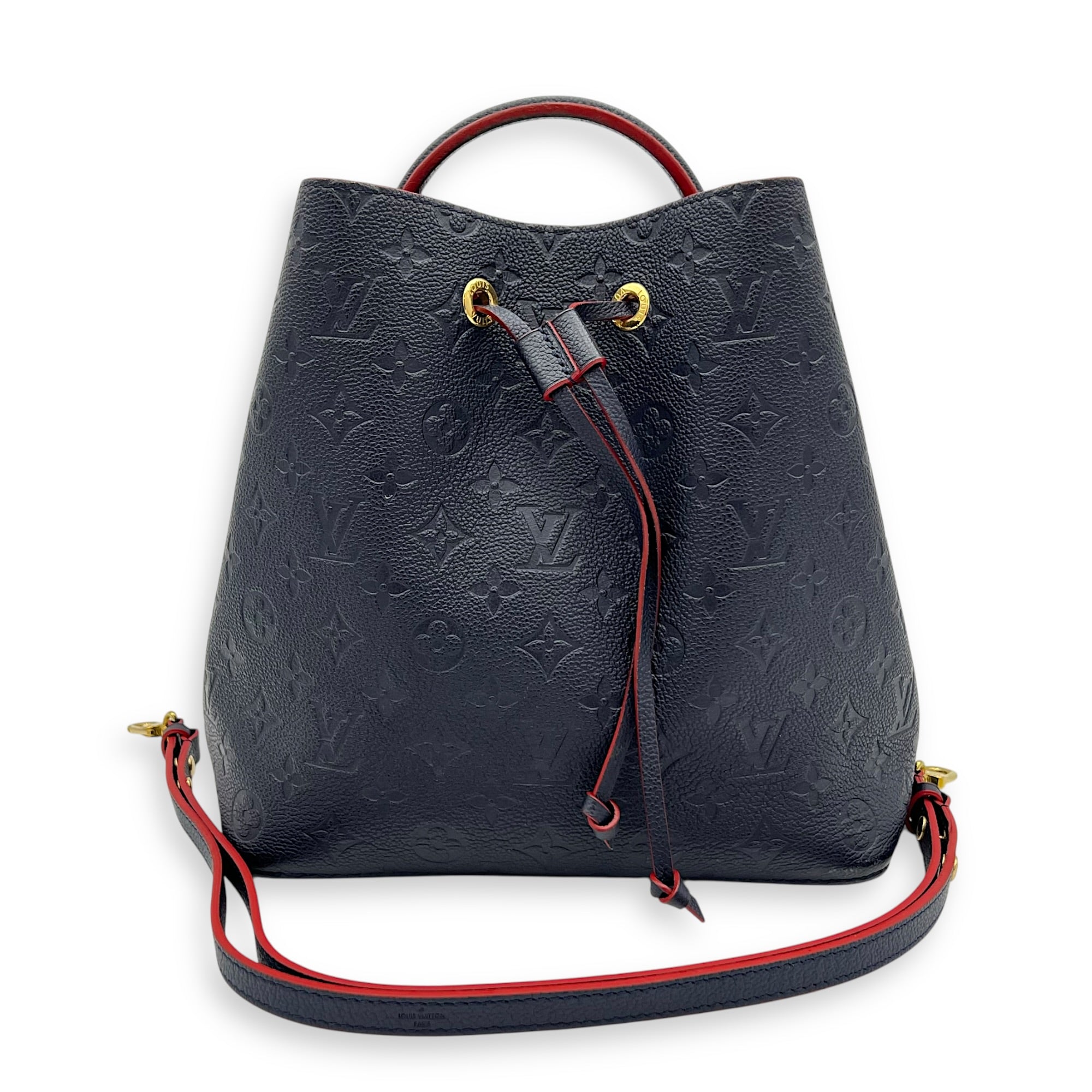 NeoNoe Bucket Bag MM Blue in Empreinte Leather, Silver hardware